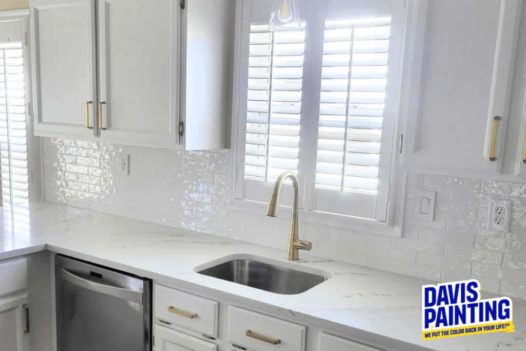 Modern White Kitchen Cabinets by Davis Painting