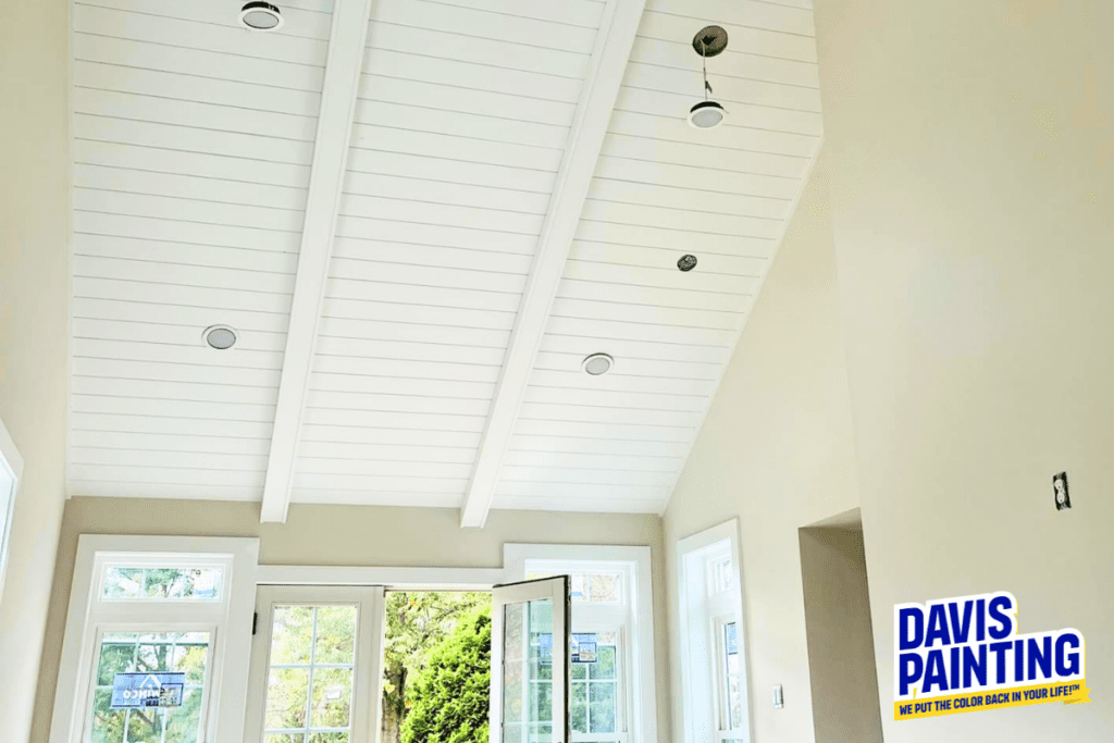 Complimenting Shiplap Ceilings with a Cream Colored Paint