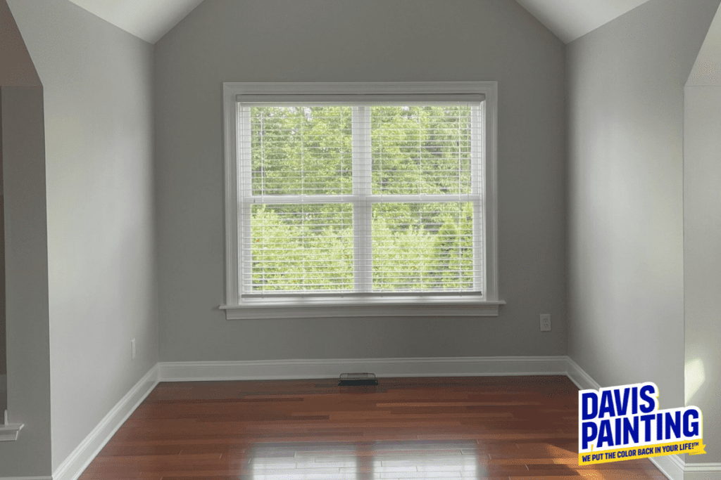 Home office with gray walls, the perfect paint color for calmness and focus